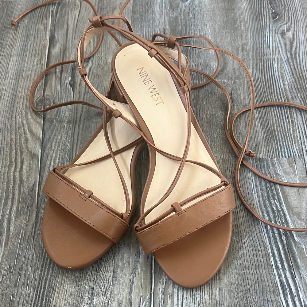 Nine West Brown Lace-Up Sandals